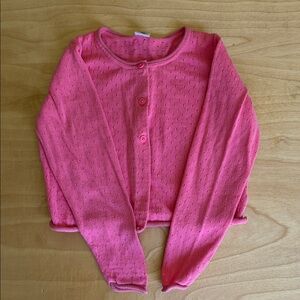 Petit Bateau Coral Pink Eyelet Knit Cardigan